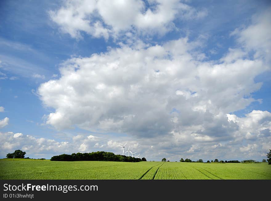 Landscape and wind turbines