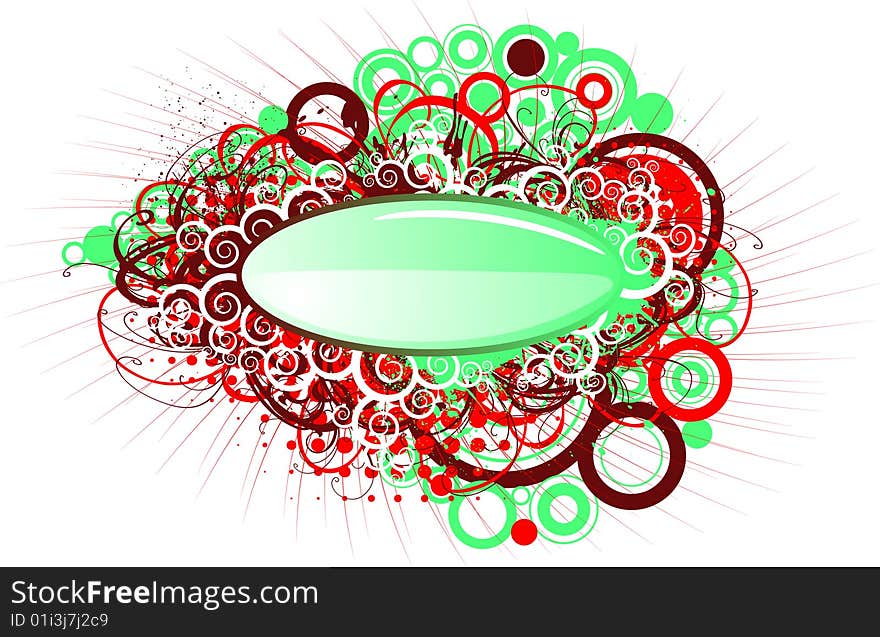 Abstract ornate vector banner with design elements made it green glass for your text. Abstract ornate vector banner with design elements made it green glass for your text.