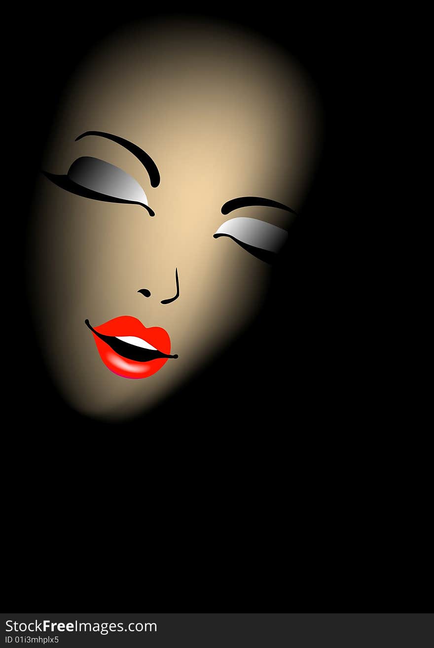 Silhouette of a beautiful woman's face in a shade