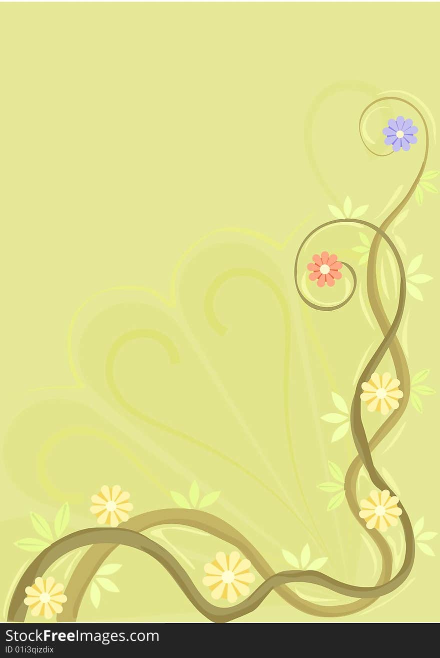 Floral background with leaf and flower