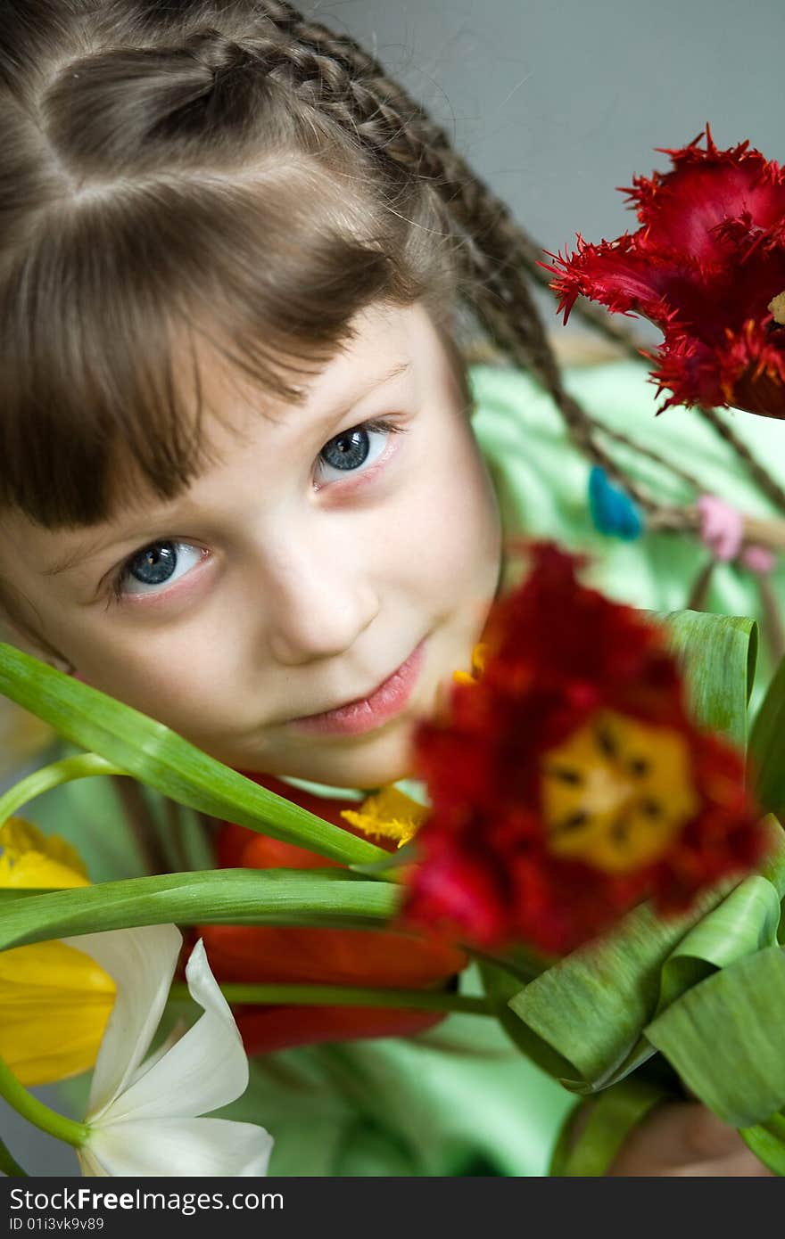 Stock photo: an image of a nice girl with a bouquet. Stock photo: an image of a nice girl with a bouquet