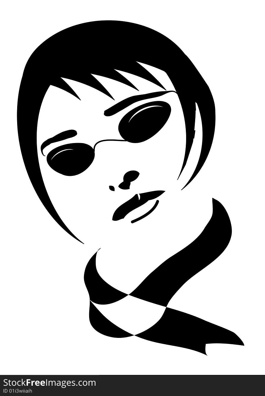 Vector graphic portrait of a stylish woman. Vector graphic portrait of a stylish woman