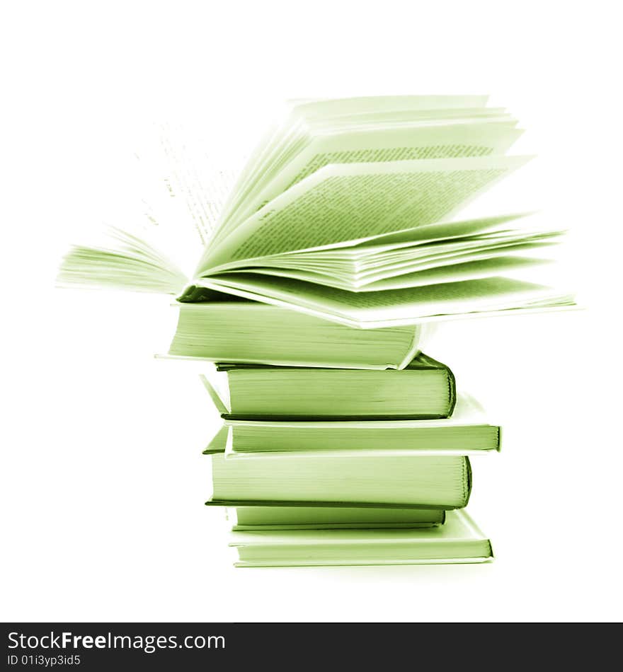 Stack of books closeup. monochrome image