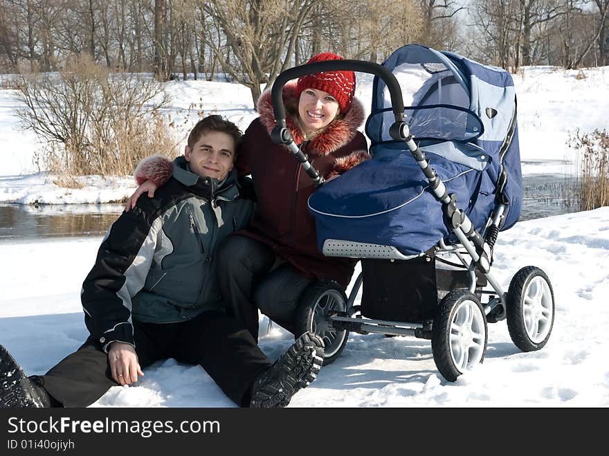 Family on walk.