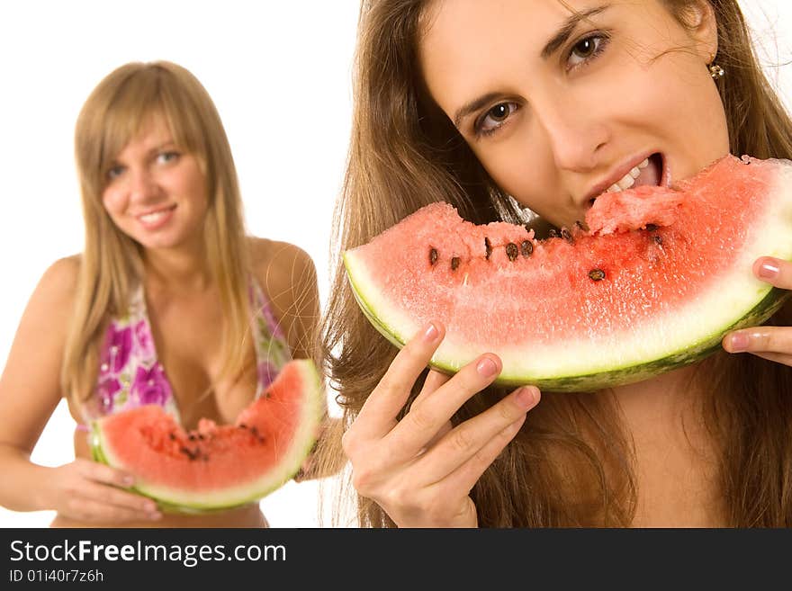 Sexy Girls Eating Watermelon