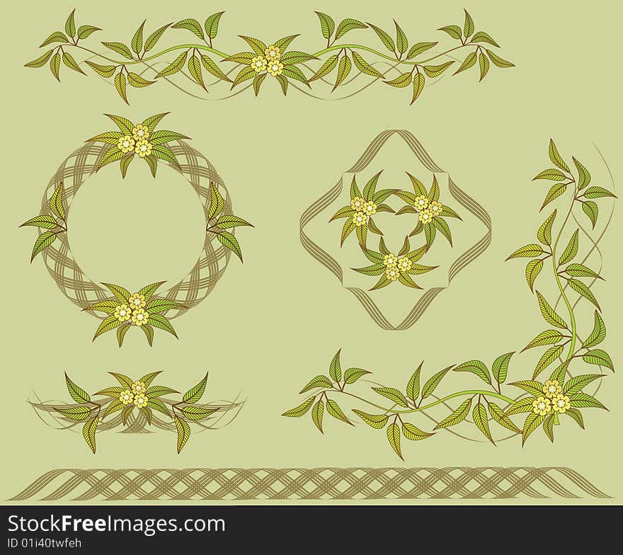 Set Of Floral Design Elements.