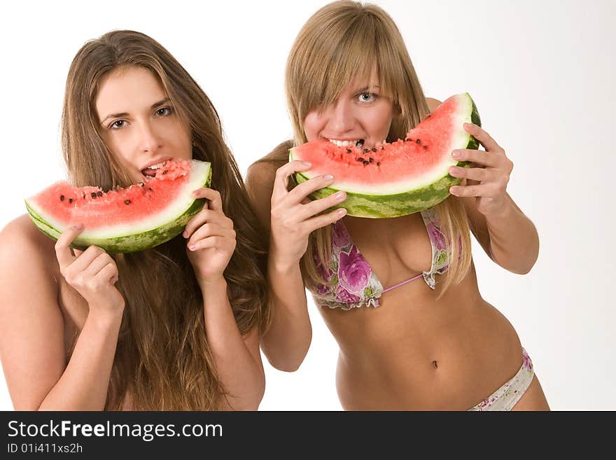 Sexy Girls Eating Watermelon