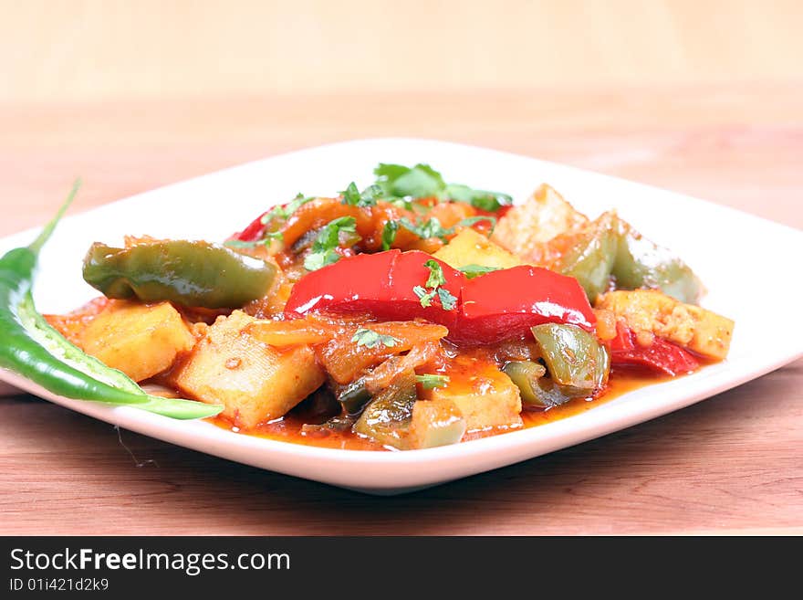 Chilli cheese in plate