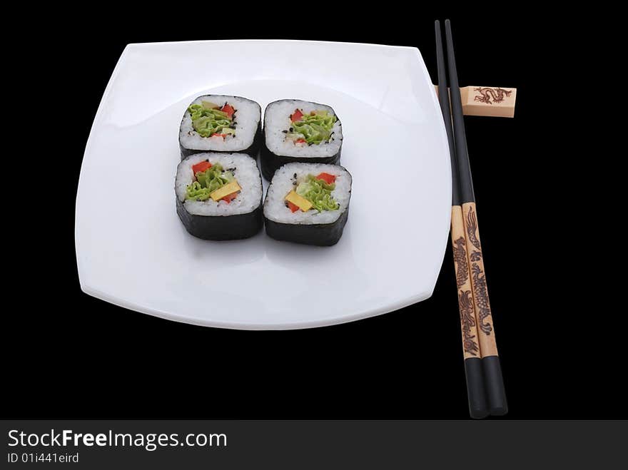 Sushi and chopsticks