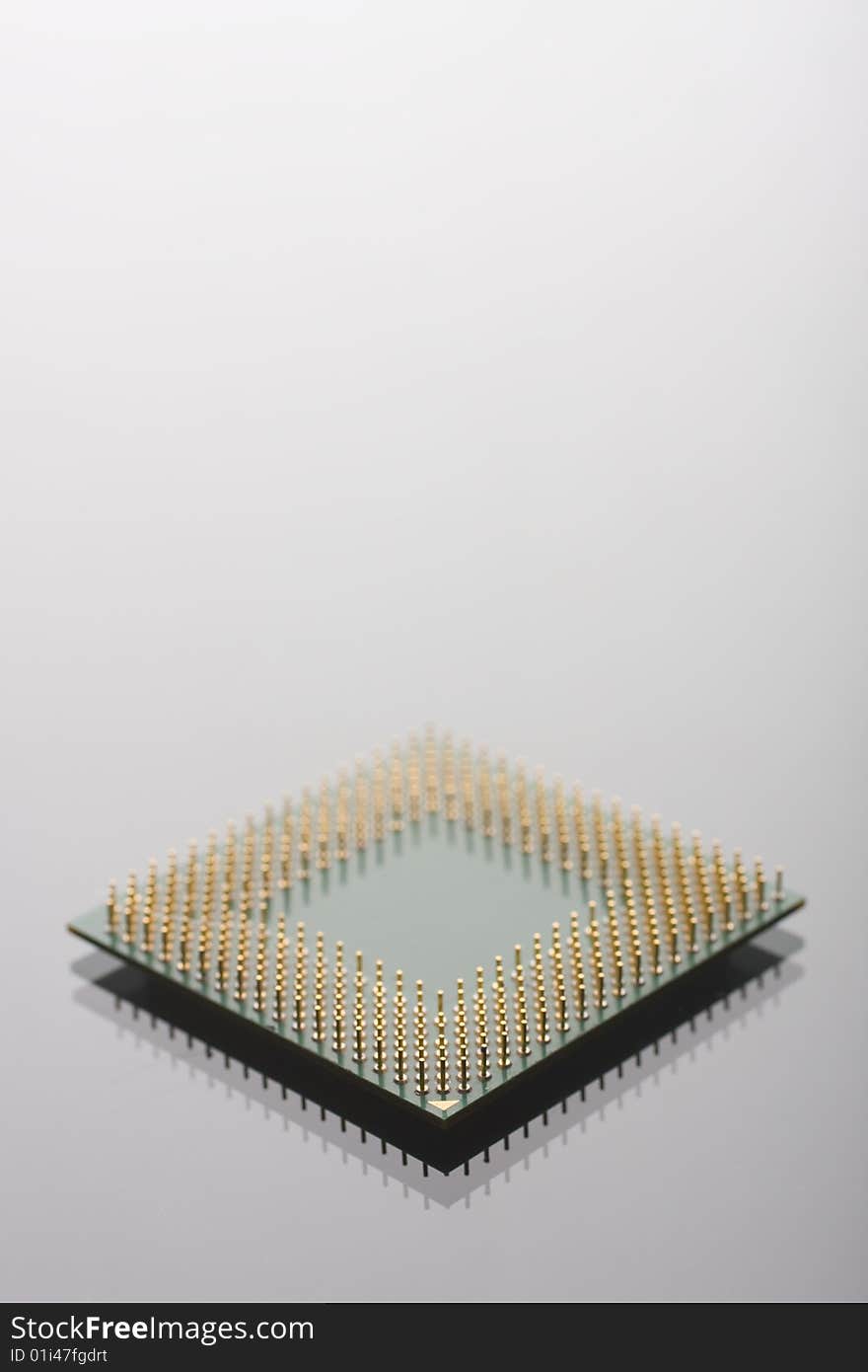 CPU close up on glass background