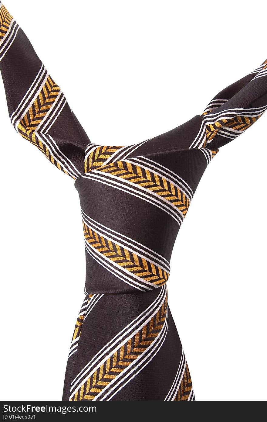 Brown Necktie With Yellow And White Pattern