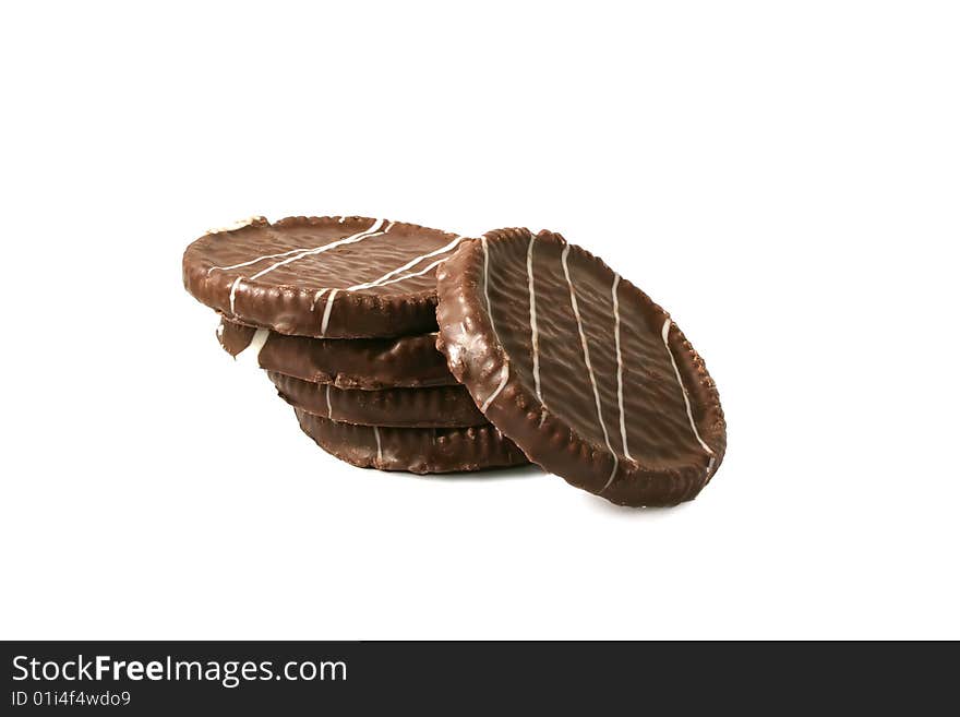 A little chocolate cookies on a white background