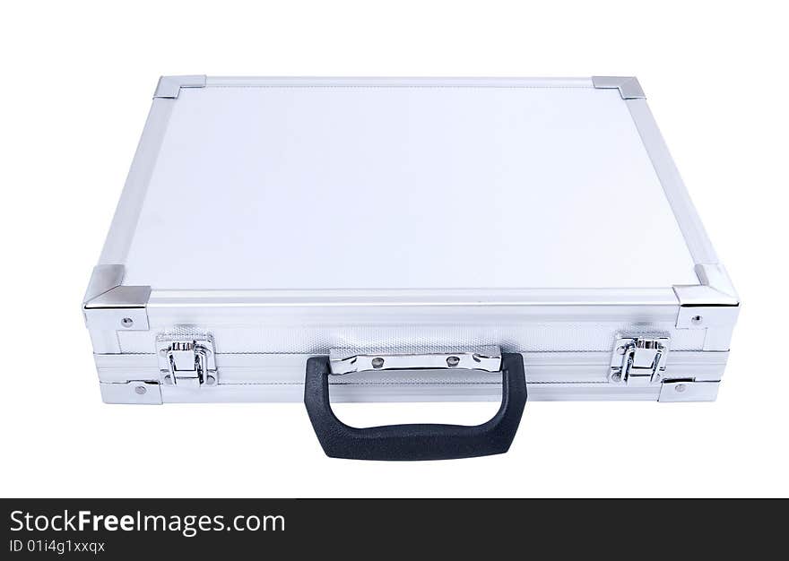 Gray metal suitcase