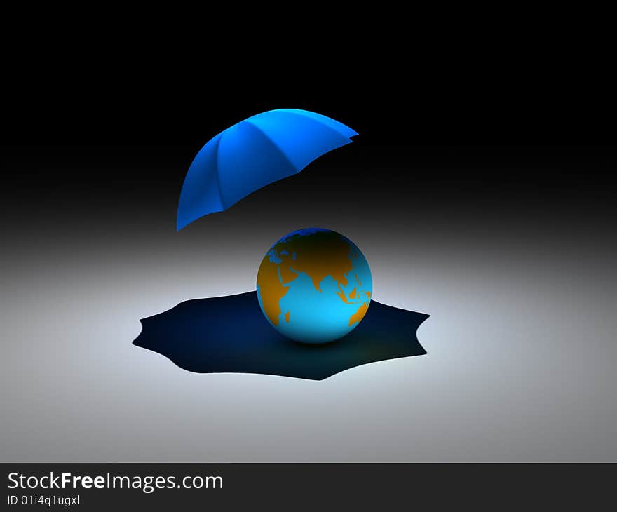 Globe under umbrella