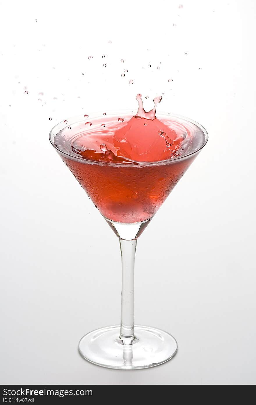 Fresh glass cool cocktail isolated over white