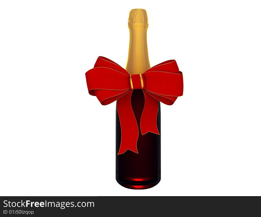 Champagne or wine bottle with bow