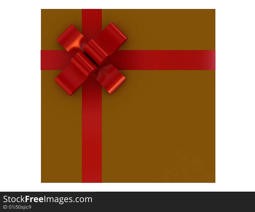 Gift box with bow and ribbons isolated on white background