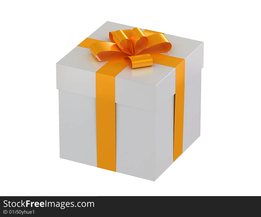 Gift box with bow isolated on white background