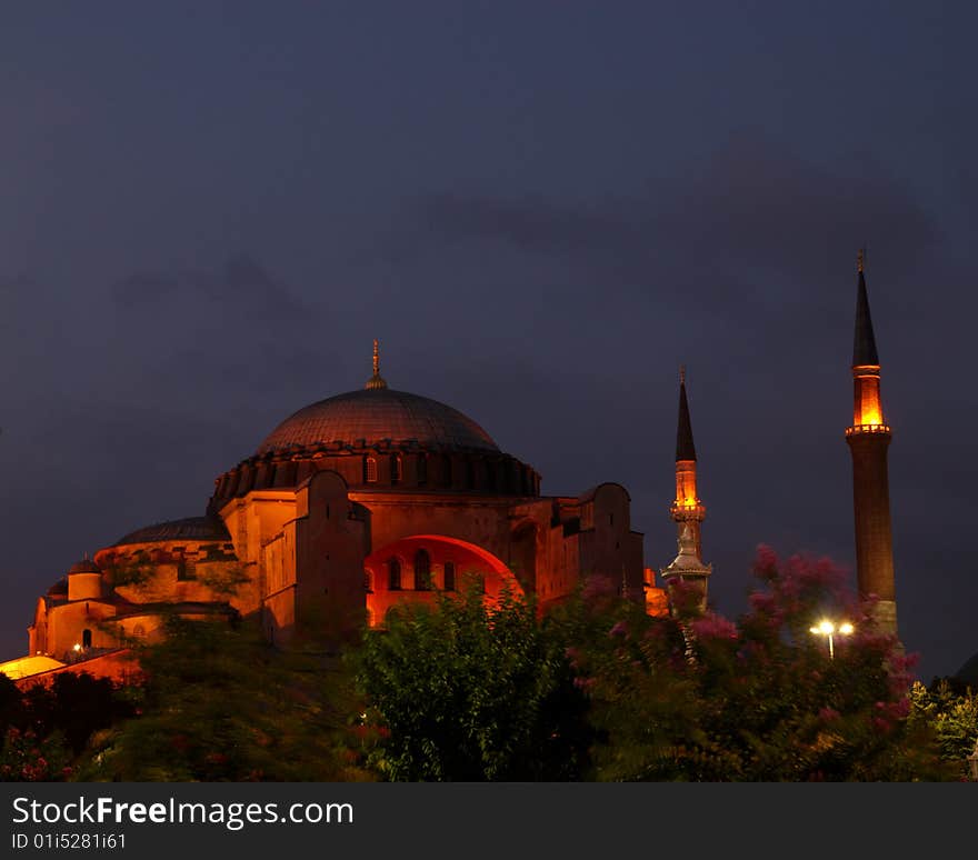 The Hagia Sophia after dark, Istanbul, Turkey