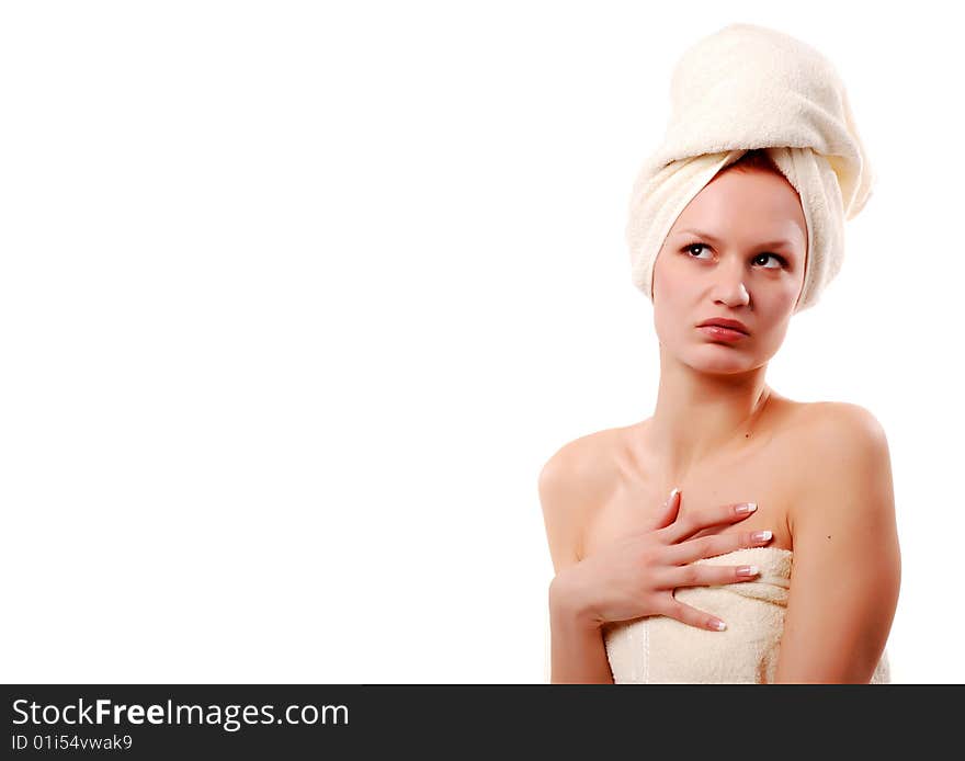 Woman in white towels