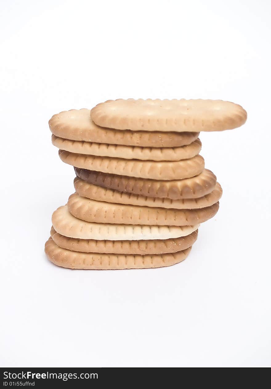 Milk biscuits 	
isolated on a white background