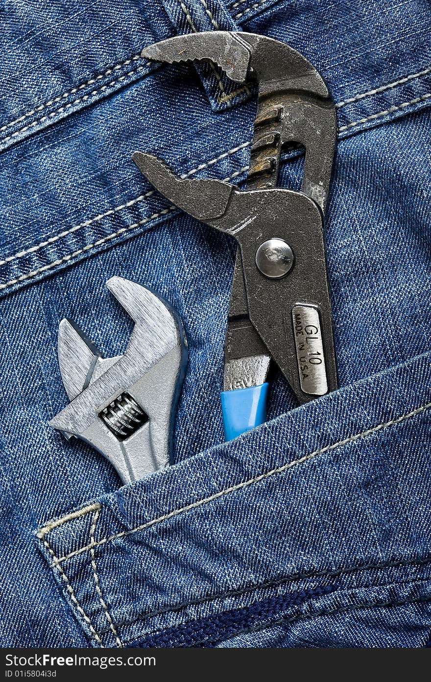 Texture jeans with work tools