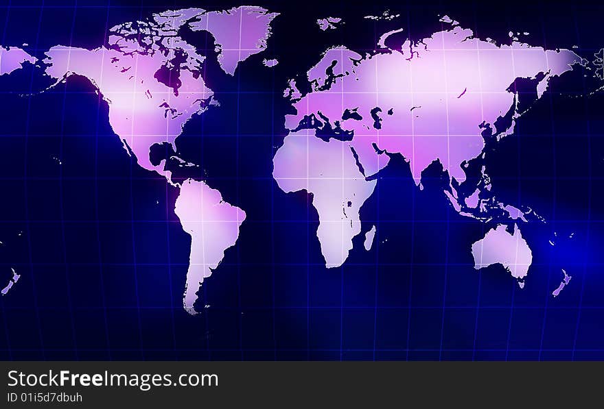 Globe world map with mesh  onblue background