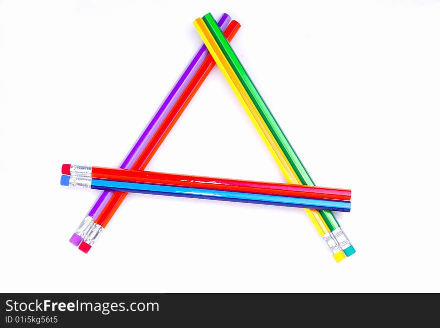 Colored pencils isolated on white