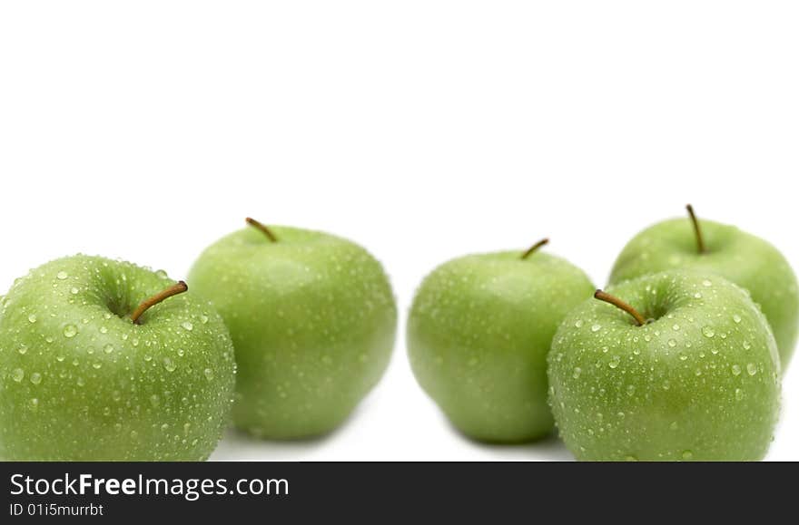 Green apple on a white background