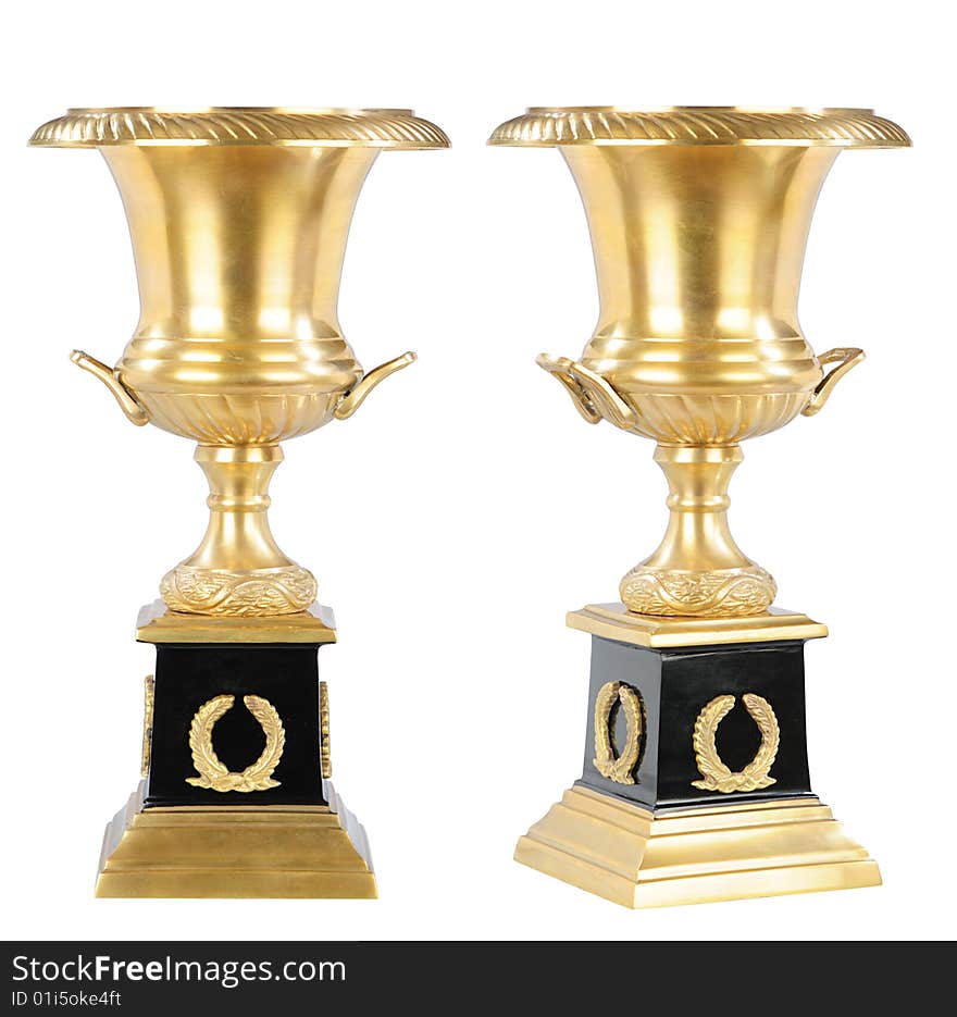 Isolated golden cup on the white background