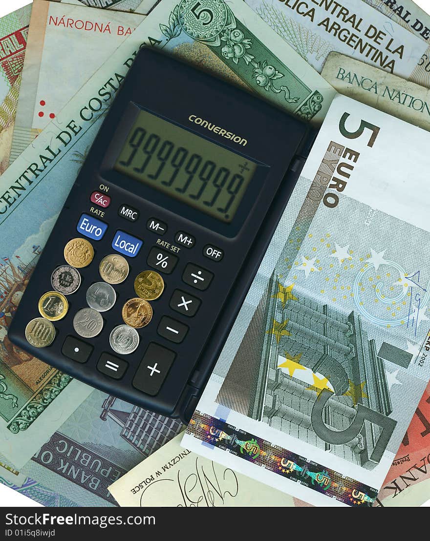 International currencies with calculator.