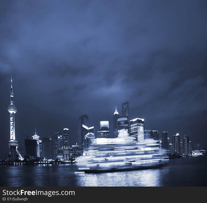 The night view of shanghai china.