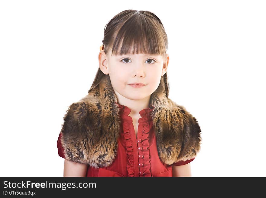 Portrait of small girl in red dress