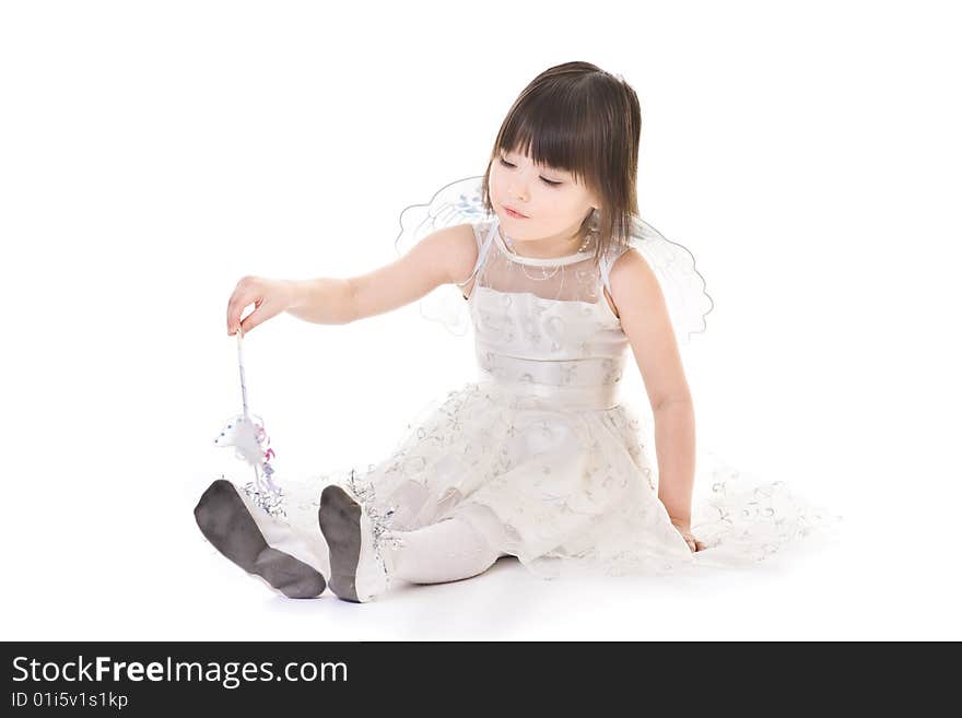 Little Girl On White Background