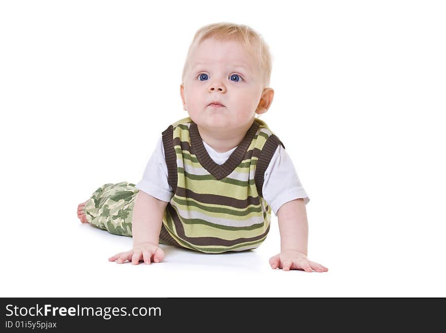 Little boy in a green vest