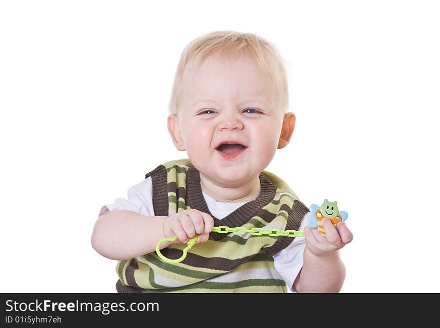 Little boy in a green vest