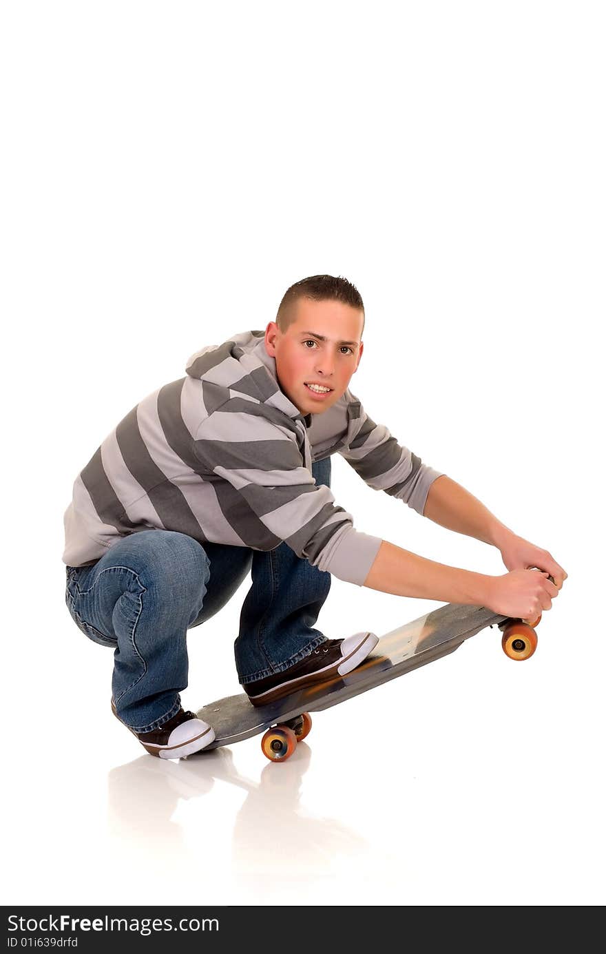 Handsome smiling skaterboy