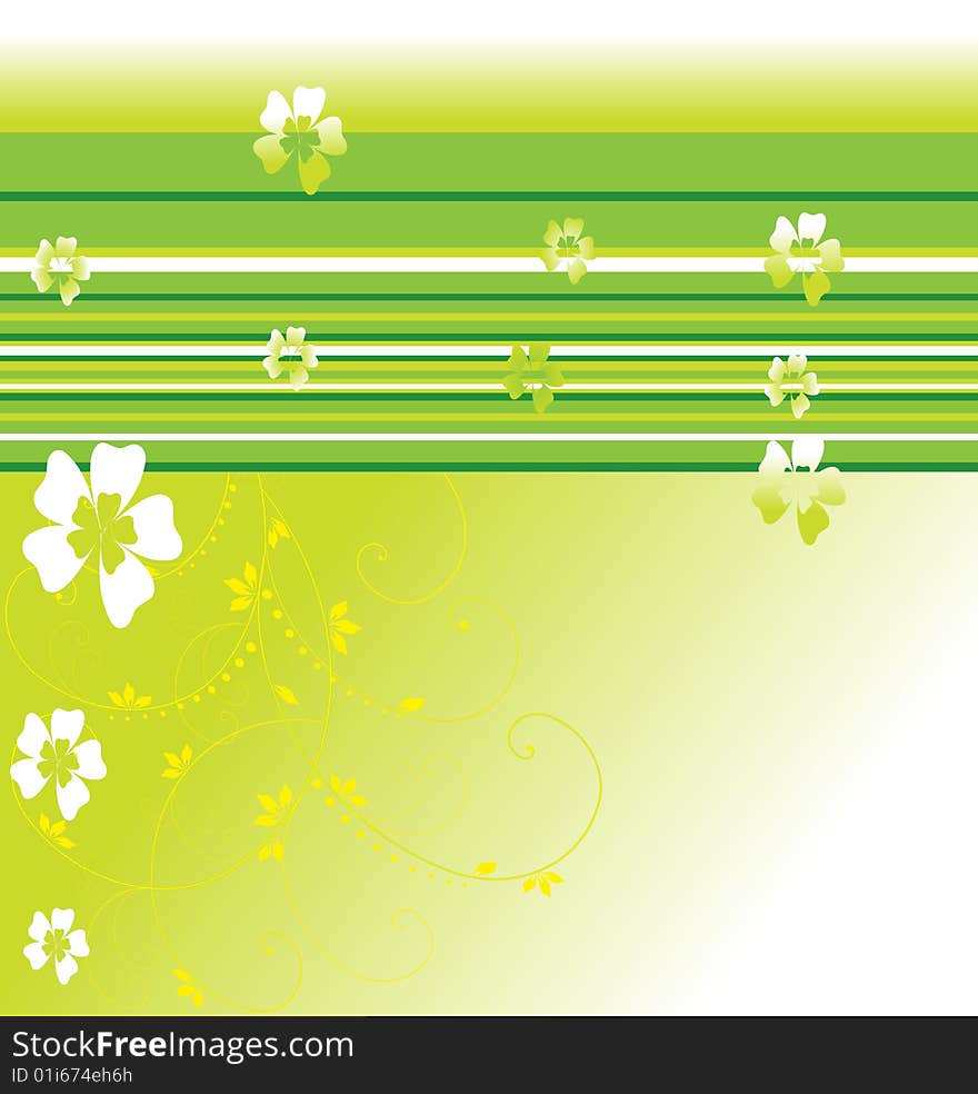 Green floral background with space for text