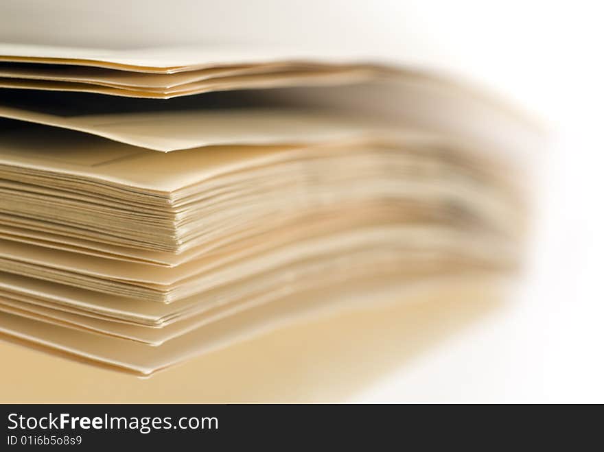 Book pages on white background close-up