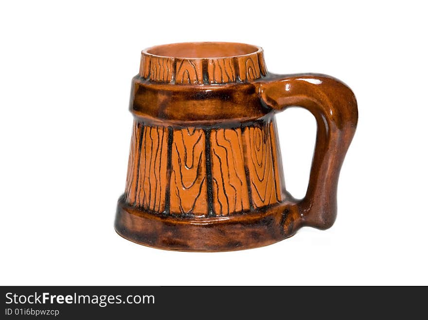 Brown beer mug on a white background