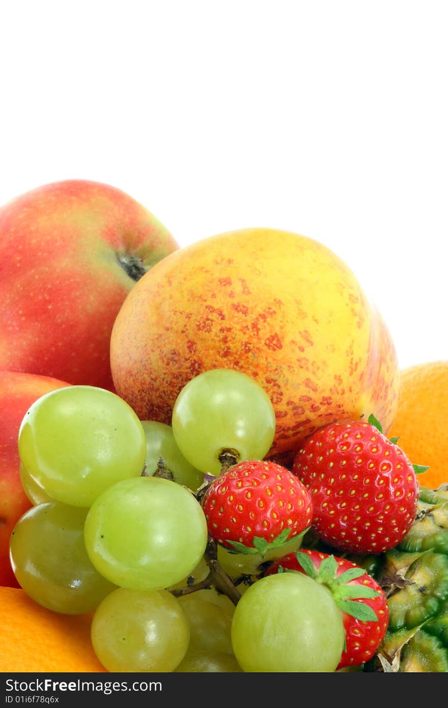 Ripe fruits on a white background. Ripe fruits on a white background.