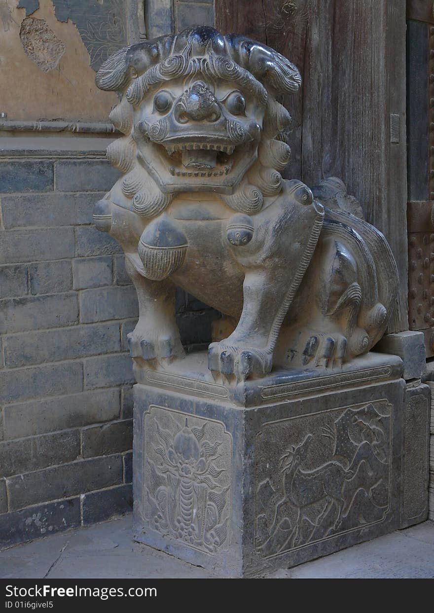 Shanxi Chinese tourist attractions a stone lions modeling. Shanxi Chinese tourist attractions a stone lions modeling