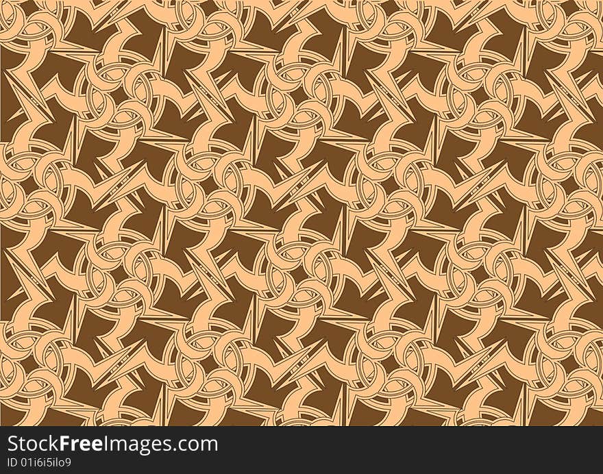 Vector illustration of celtic ornament abstract pattern on the brown background