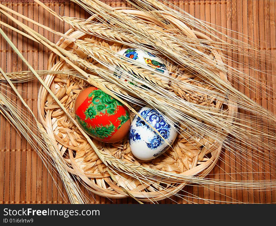 Easter eggs in the basket.