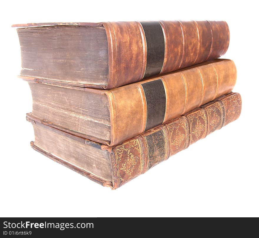 Pile Of Old Leather Bound Books