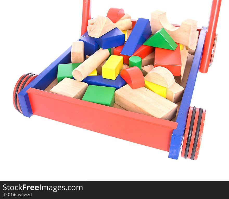 Toy building blocks in a cart