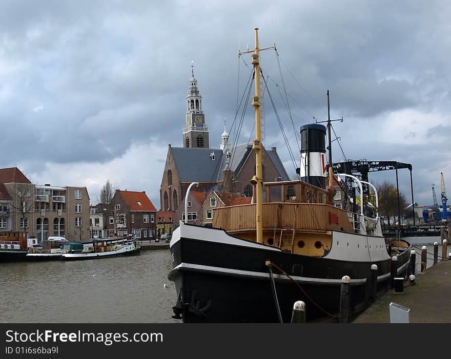 The old ship in old town - Holland.