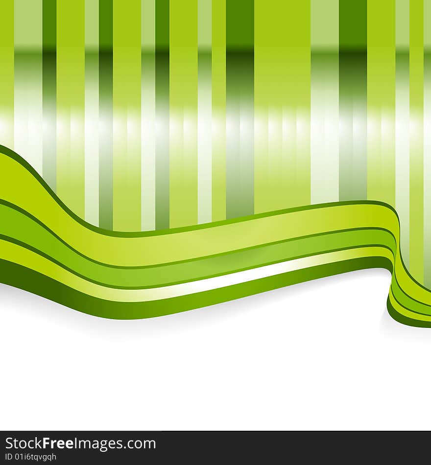 Green striped background. Illustration of glowing stripes with white space for your text.