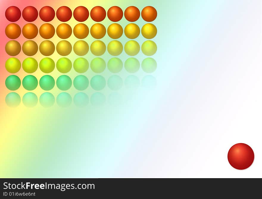 Background on which many melting, vanishing little balls and one more on a background a gradient. Background on which many melting, vanishing little balls and one more on a background a gradient