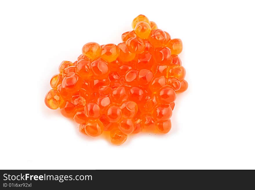 Red caviar of a salmon isolated on a white background